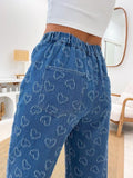 Heart Washed straight Leg Jeans - felvior