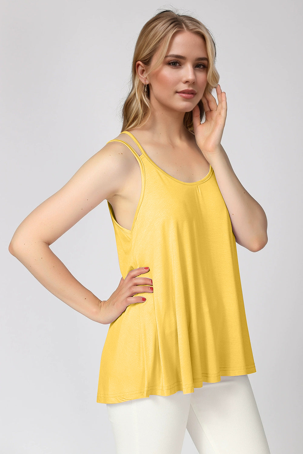 Basic Bae Bamboo Scoop Neck Double Spaghetti Straps Cami - felvior
