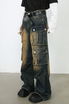 Men's Washed Wide Leg Jeans
