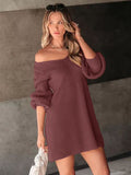 Perfee V-Neck Long Sleeve Sweater Dress - felvior