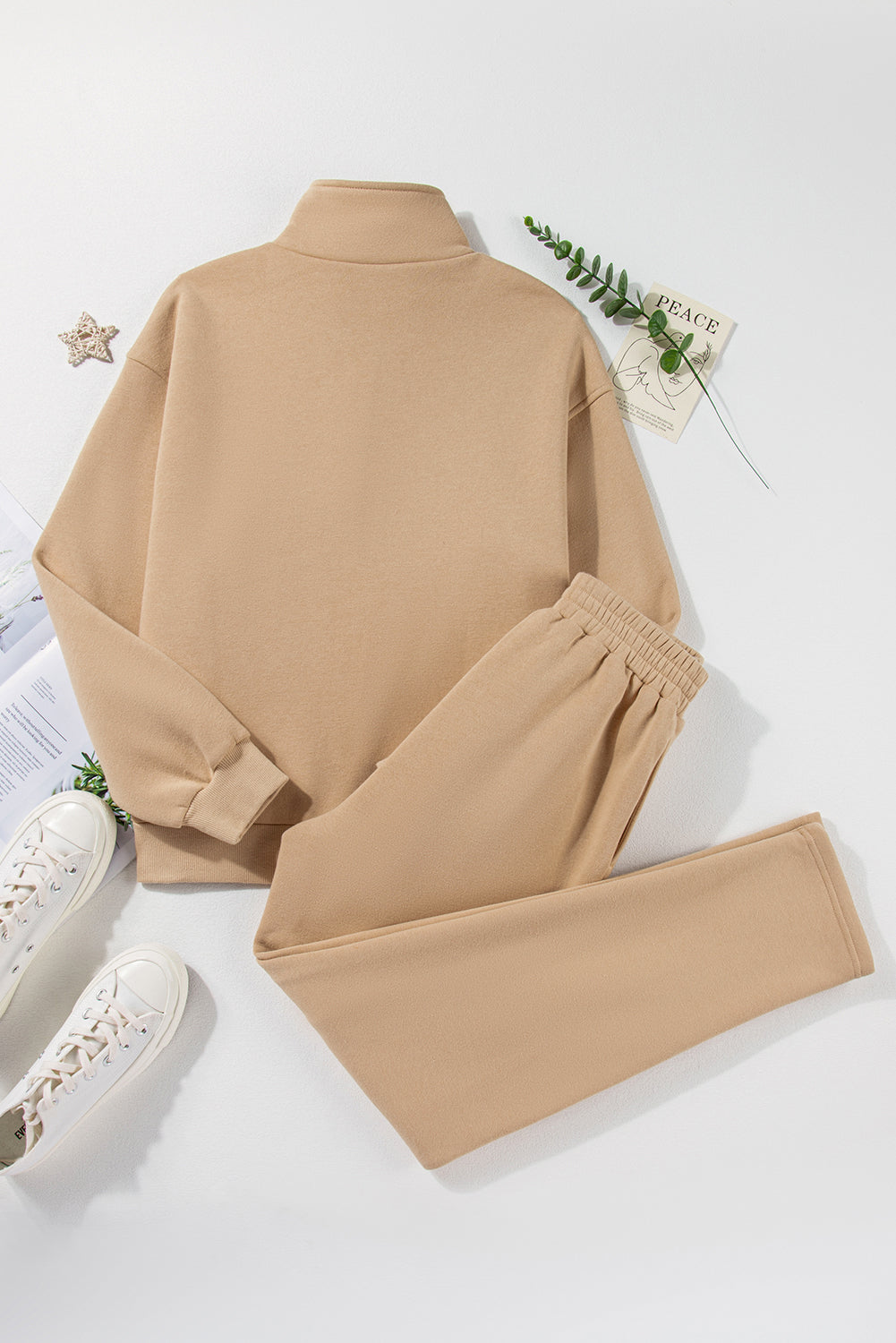 Half Snap Turtleneck Top and Pants Active Set - felvior