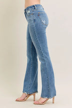 Judy Blue Full Size Mid Rise Wash Destroy Hem Bootcut Jeans Plus Size