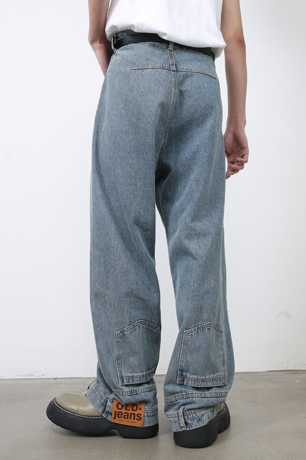 Men's Washed Loose Jeans with Pockets