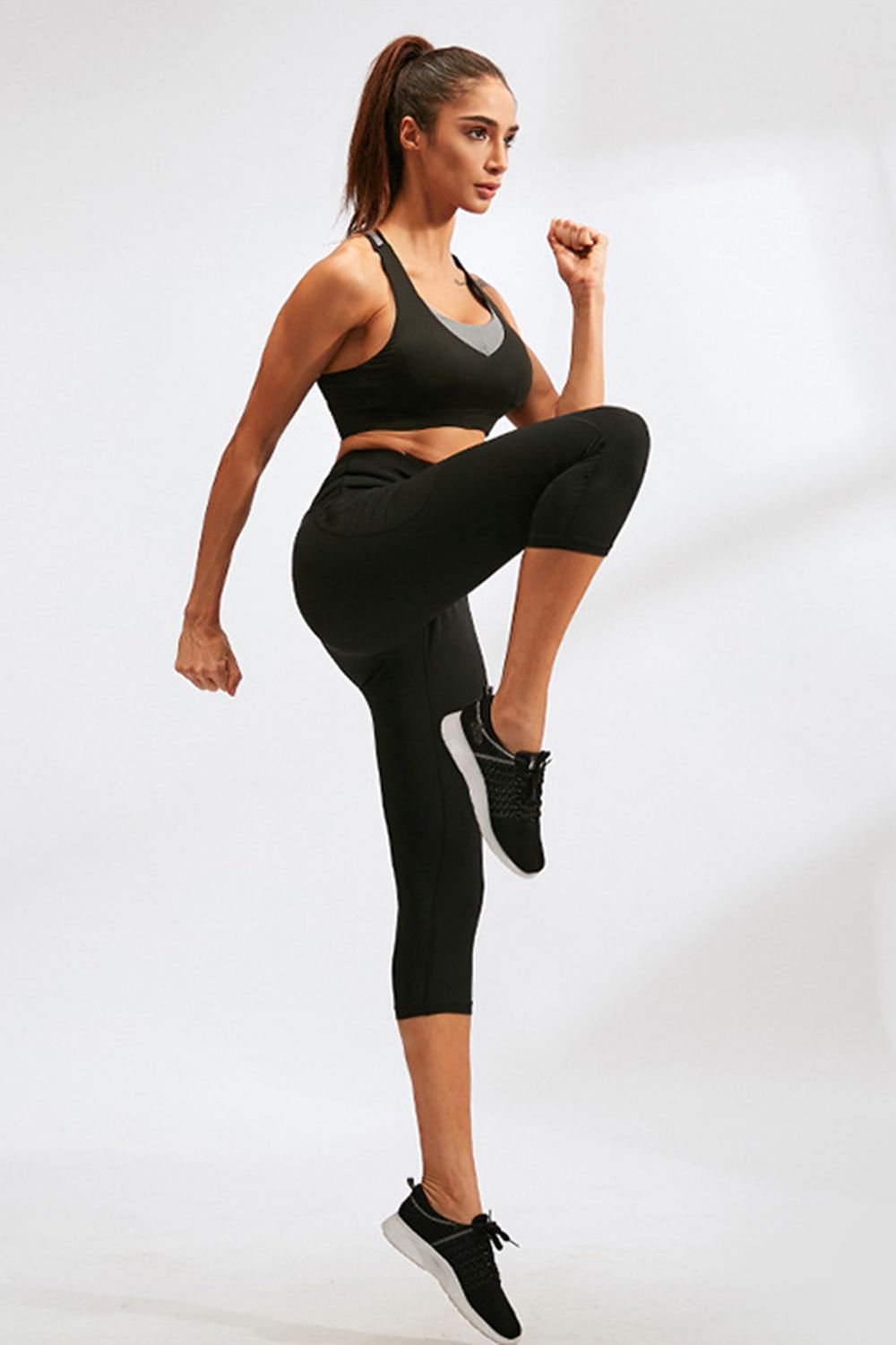 Slim Fit Wide Waistband Active Leggings with Pockets - felvior