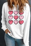 Valentine's Day Heart Round Neck Long Sleeve Sweatshirt - felvior