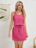 Eyelet Scoop Neck Sleeveless Dress - felvior