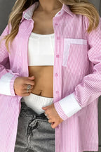 Striped Collared Neck Long Sleeve Shirt