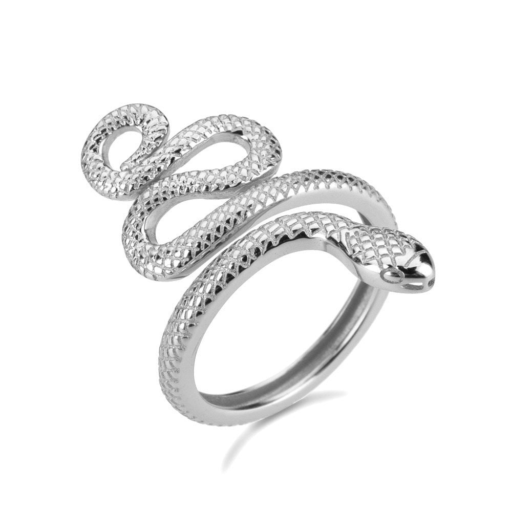 925 Sterling Silver Snake Shape Ring - felvior