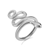 925 Sterling Silver Snake Shape Ring - felvior