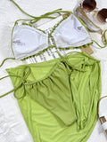 Frill Trill Halter Neck Three-Piece Swim Set - felvior