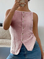 Button Down Striped Tank