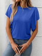Round Neck Flutter Sleeve T-Shirt