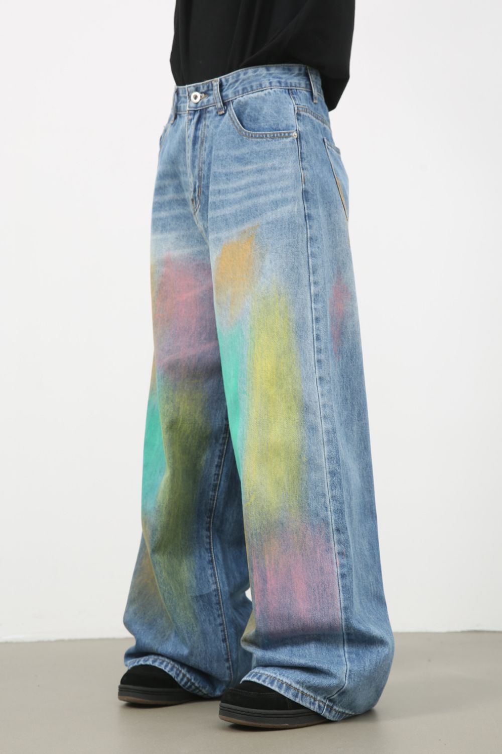Men's Contrast Wide Leg Jeans Zweitbild
