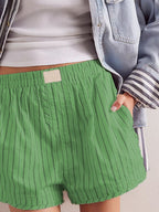 Striped Elastic Waist Shorts