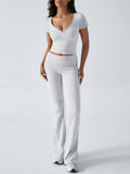 Devine Short Sleeve Top and Bootcut Legging Set - felvior