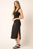Mittoshop Side Slit Wide Strap Midi Tank Dress - felvior
