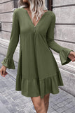 Ivy Lane V-Neck Flounce Sleeve Ruffle Hem Mini Dress - felvior