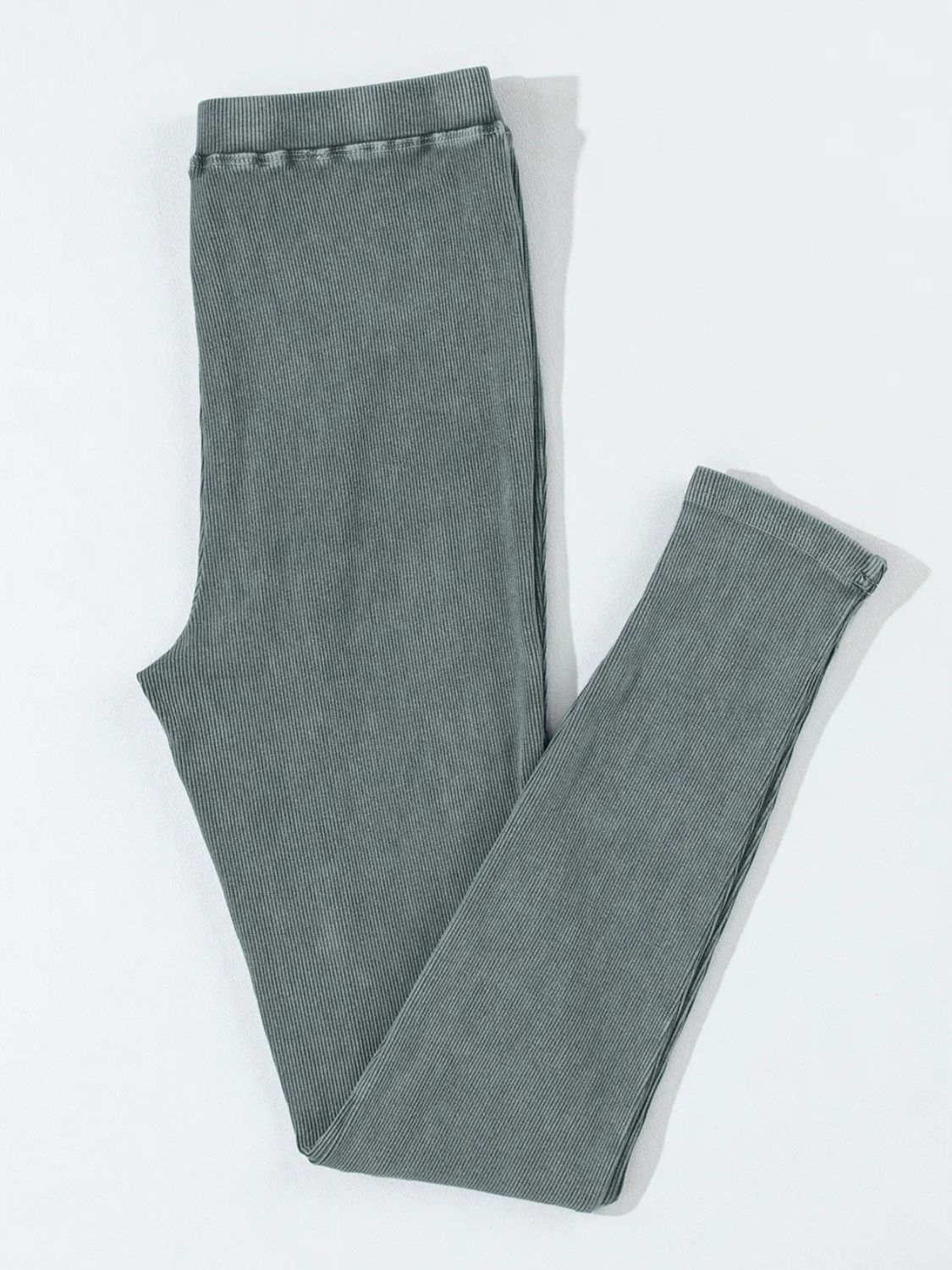 Ribbed Elastic Waist Leggings - felvior