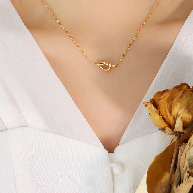 18K Gold-Plated Knotted Necklace - felvior