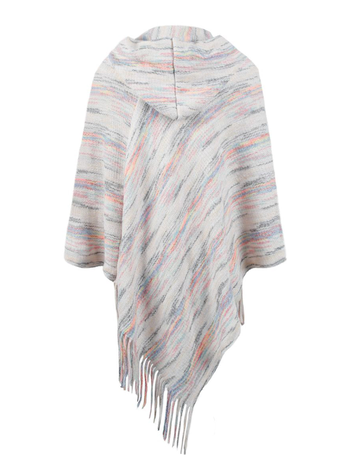 Fringe Hem Hooded Poncho - felvior