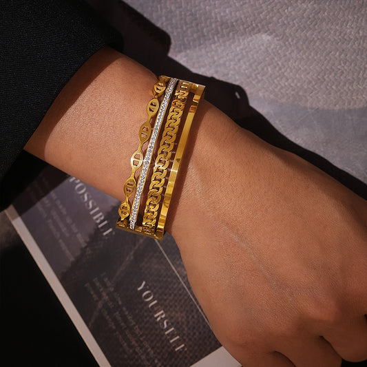 18K Gold-Plated Czech Diamond Bracelet - felvior