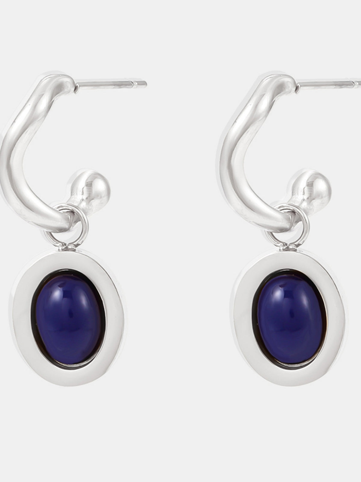 Stainless Steel Oval Drop Earrings - felvior