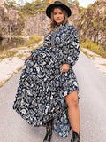 Plus Size Long Sleeve Maxi Dress - felvior