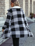 Plaid Open Front Coat with Pockets - felvior