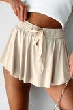 Drawstring High Waist Lined Active Skorts - felvior