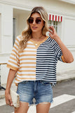 Striped Round Neck Half Sleeve T-Shirt - felvior