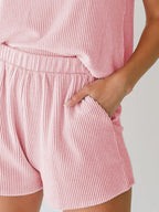 Round Neck Sleeveless Top and Shorts Set