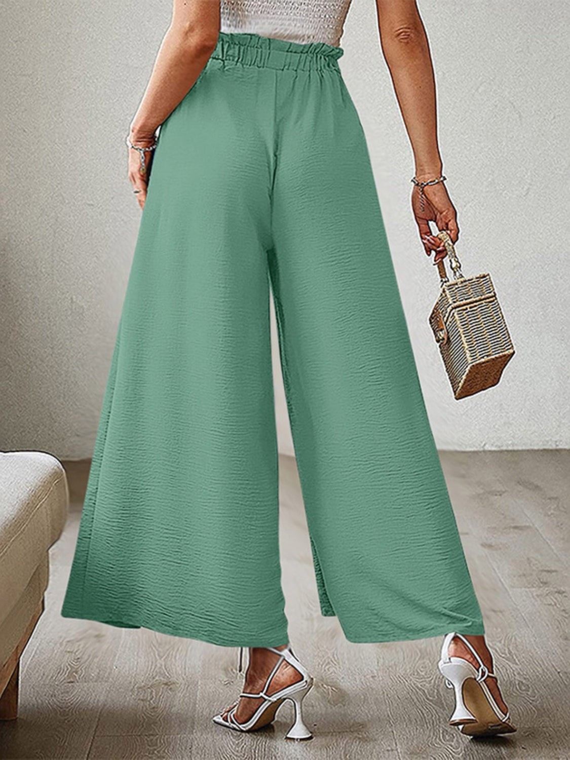 Tied Slit Wide Leg Pants - felvior