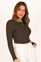 Lettuce Edge Round Neck Long Sleeve T-Shirt