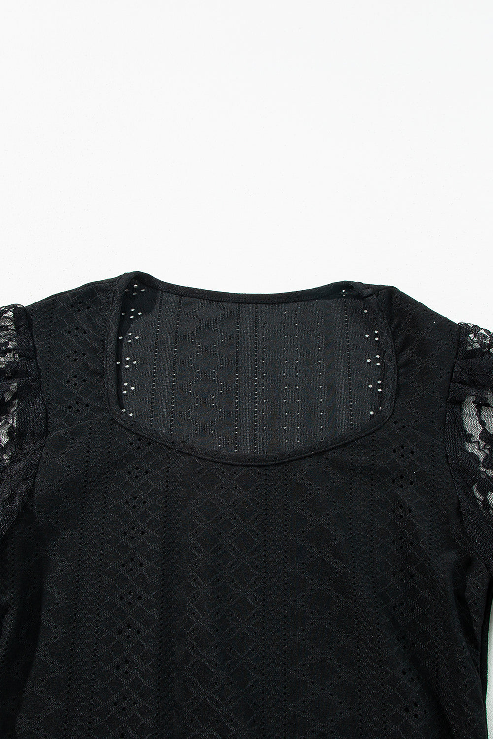 Eyelet Lace Long Sleeve Bodysuit - felvior