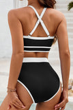 Crisscross Contrast Trim Bikini Set - felvior
