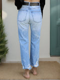Distressed Straight Jeans with Pockets - felvior