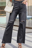 Distressed Buttoned Loose Fit Jeans - felvior