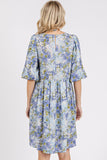 Mittoshop Flower Print Linen Blend Babydoll Mini Dress - felvior