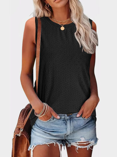 Florira Eyelet Round Neck Tank - felvior