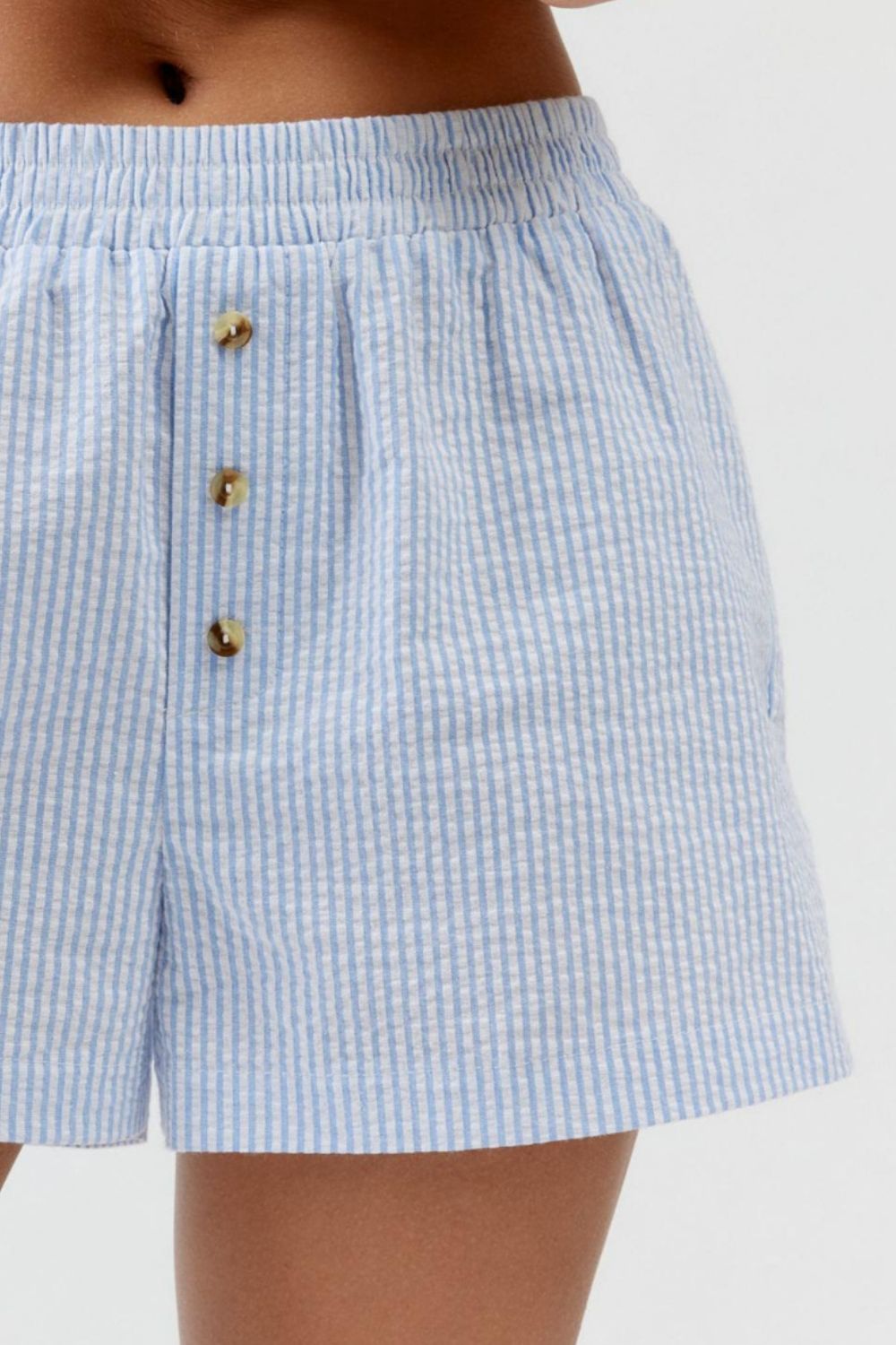 Striped Elastic Waist Shorts