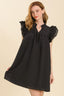 Umgee Full Size Layered Ruffle Sleeve Mini Dress Plus Size