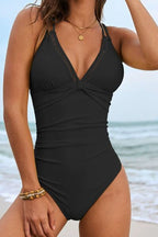 Double Spaghetti Strap One-Piece Swimwear