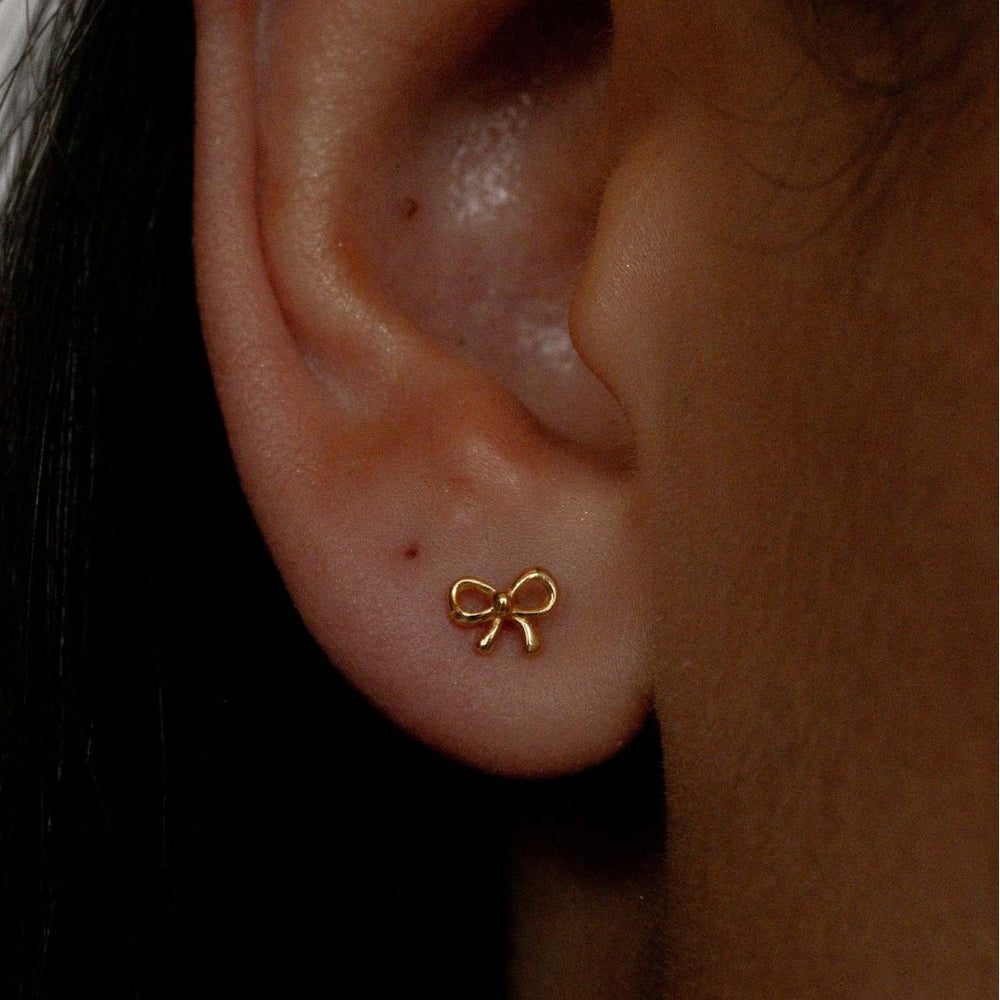 Copper Bow Stud Earrings - felvior