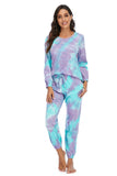 Tie-Dye Top and Drawstring Pants Lounge Set - felvior