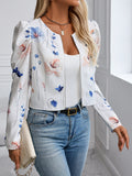Printed Zip Up Long Sleeve Jacket - felvior