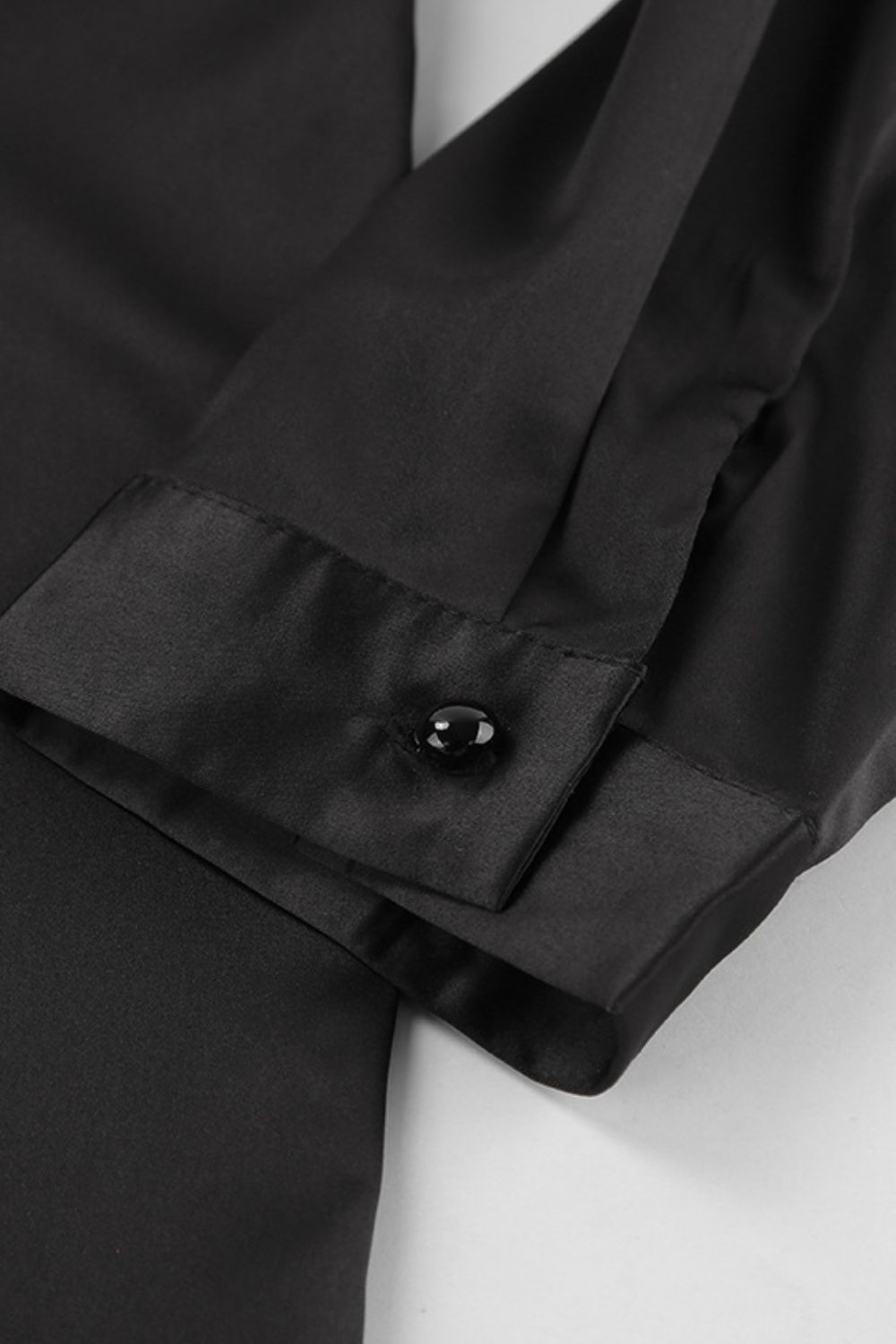 Ruffled Notched Long Sleeve Shirt - felvior