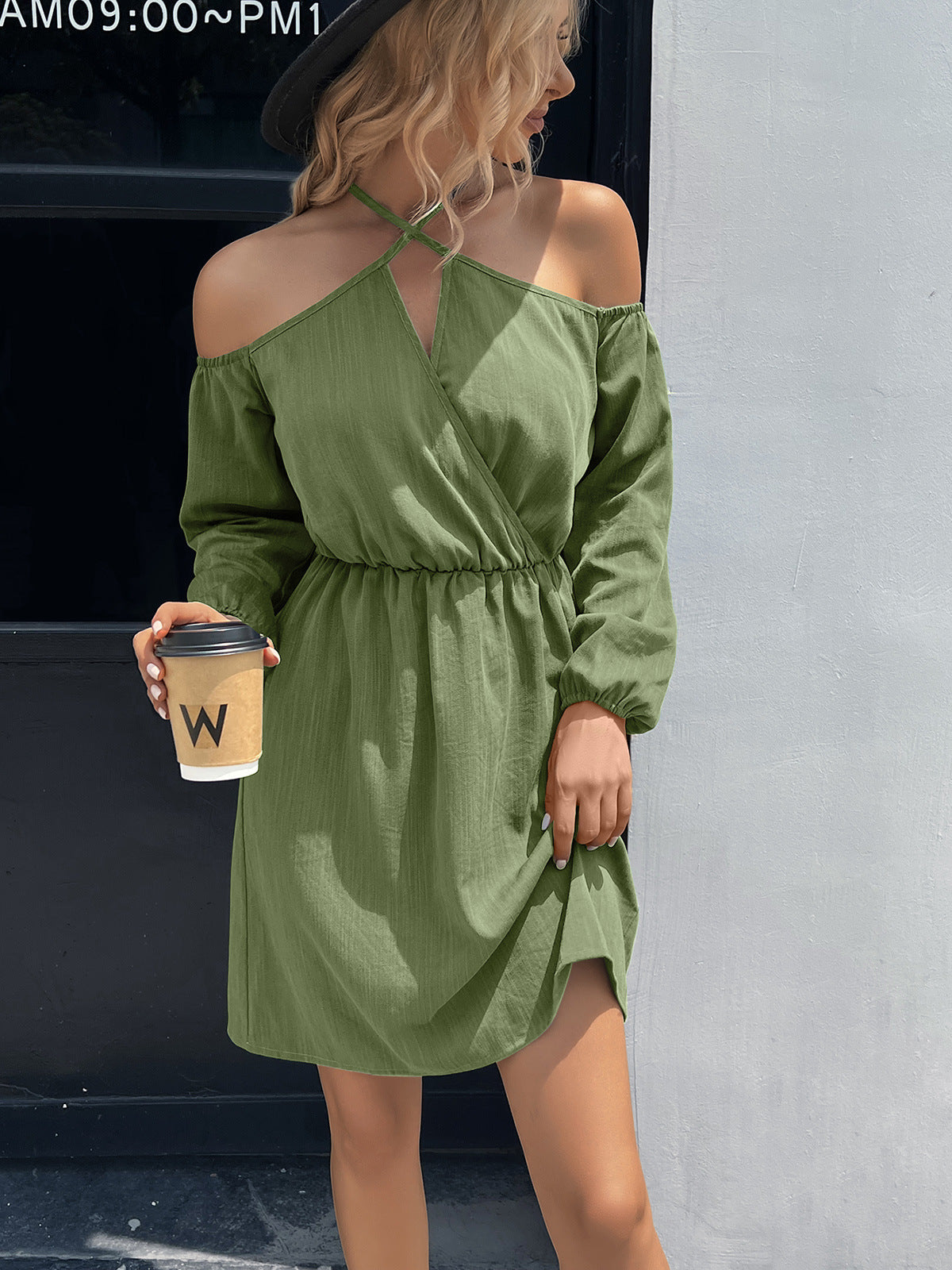 Ivy Lane Cold-Shoulder Crisscross Mini Dress - felvior