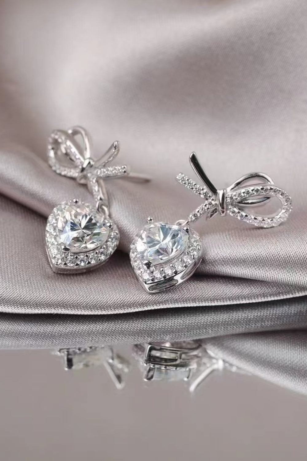 2 Carat Moissanite 925 Sterling Silver Heart Earrings - felvior