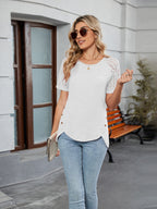 Round Neck Lace Short Sleeve T-Shirt