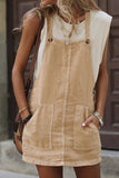 Side Buttons Square Neck Overall Mini Dress - felvior